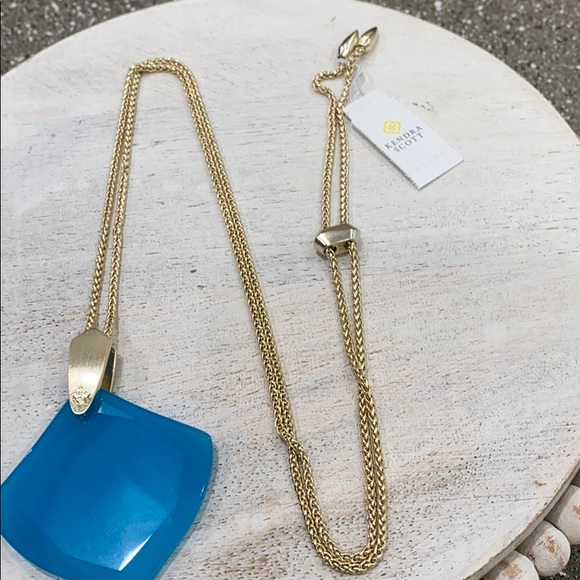 Kendra Scott Aislinn Necklace Teal Agate NWT - Picture 4 of 5